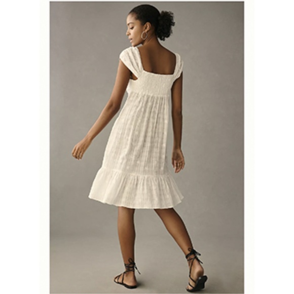 NWT By Anthropologie Cap-Sleeve Lace-Up Babydoll Dress  Size MP - Picture 2 of 13